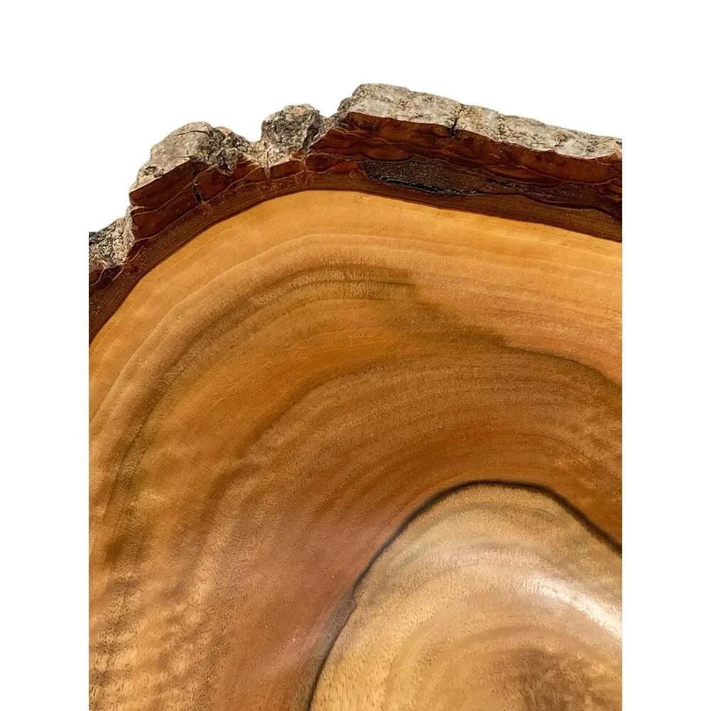 Hand Carved English Walnut Live Edge Bowl Signed Carl Ruhle